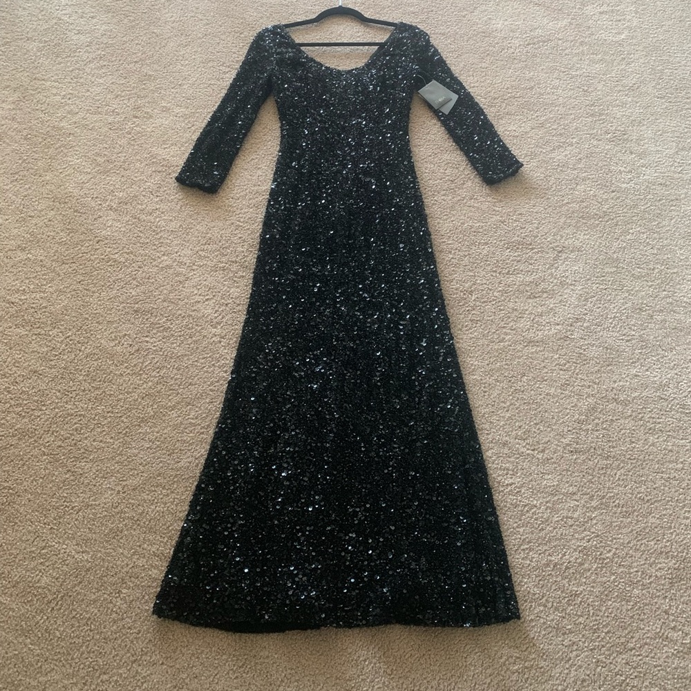 NWT Theia black sequin mermaid gown - Picture 3 of 8